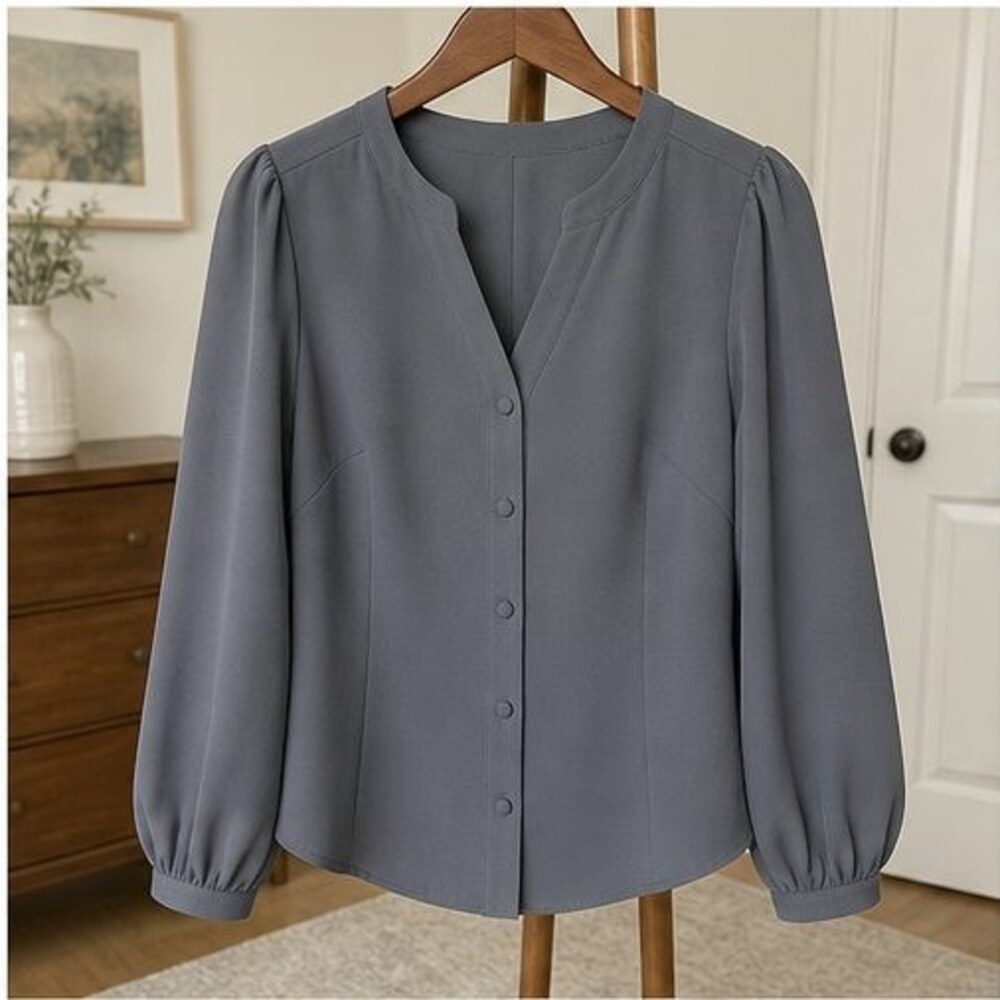 Gray Pleated Blouse